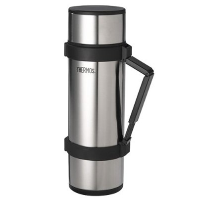 Thermos Nissan Stainless Steel Bottle w/ Folding Handle 61oz, Silver/Black  (Discontinued by Manufacturer)