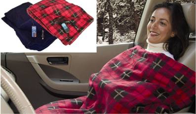 Car Cozy 2 - 12-Volt Heated Travel Blanket (Red Plaid